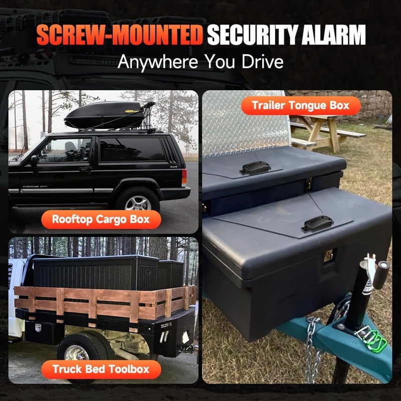 wsdcam Screw-Mounted Trailer Anti-Theft Alarm - 113dB Loud Vibration Security Car Alarm with 7-Level Sensitivity, IP65 Waterproof, 130ft Remote Control for Truck Tool Box, Rooftop Cargo & Outdoor Gear - Image 3